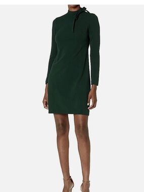 CALVIN KLEIN TIE-NECK EFFORTLESS DRESS, MALACHITE, SIZE 10 NWT